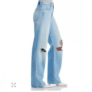 MOTHER The Maven High Rise Wide Leg Jeans in Ripped Off Size 30